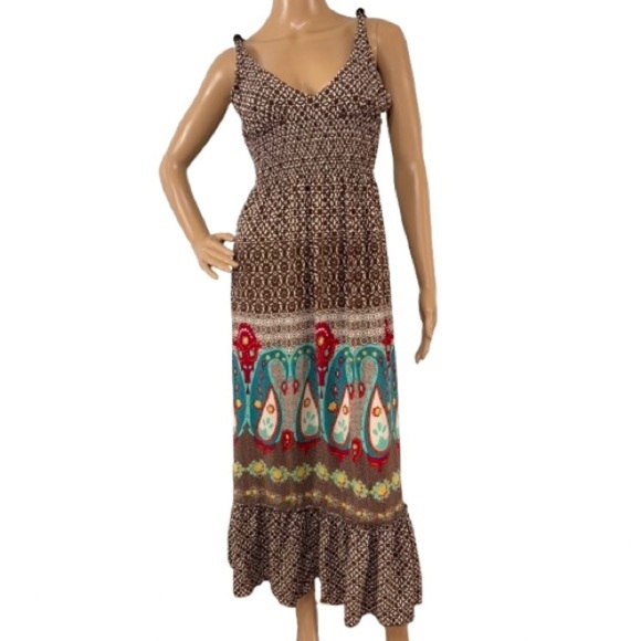 Charlotte Russe Rayon Bohemian Paisley Patterned Maxi Dress Size M - Picture 1 of 6